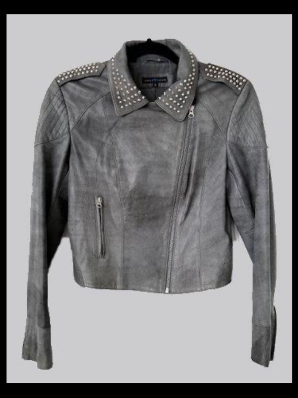 GUESS x Tiësto Limited Edition Genuine Sheepskin Leather Studded Moto Jacket | S